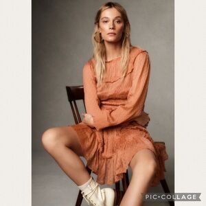 Anthropologie Dalia Pink Rose Smocked Long Sleeve